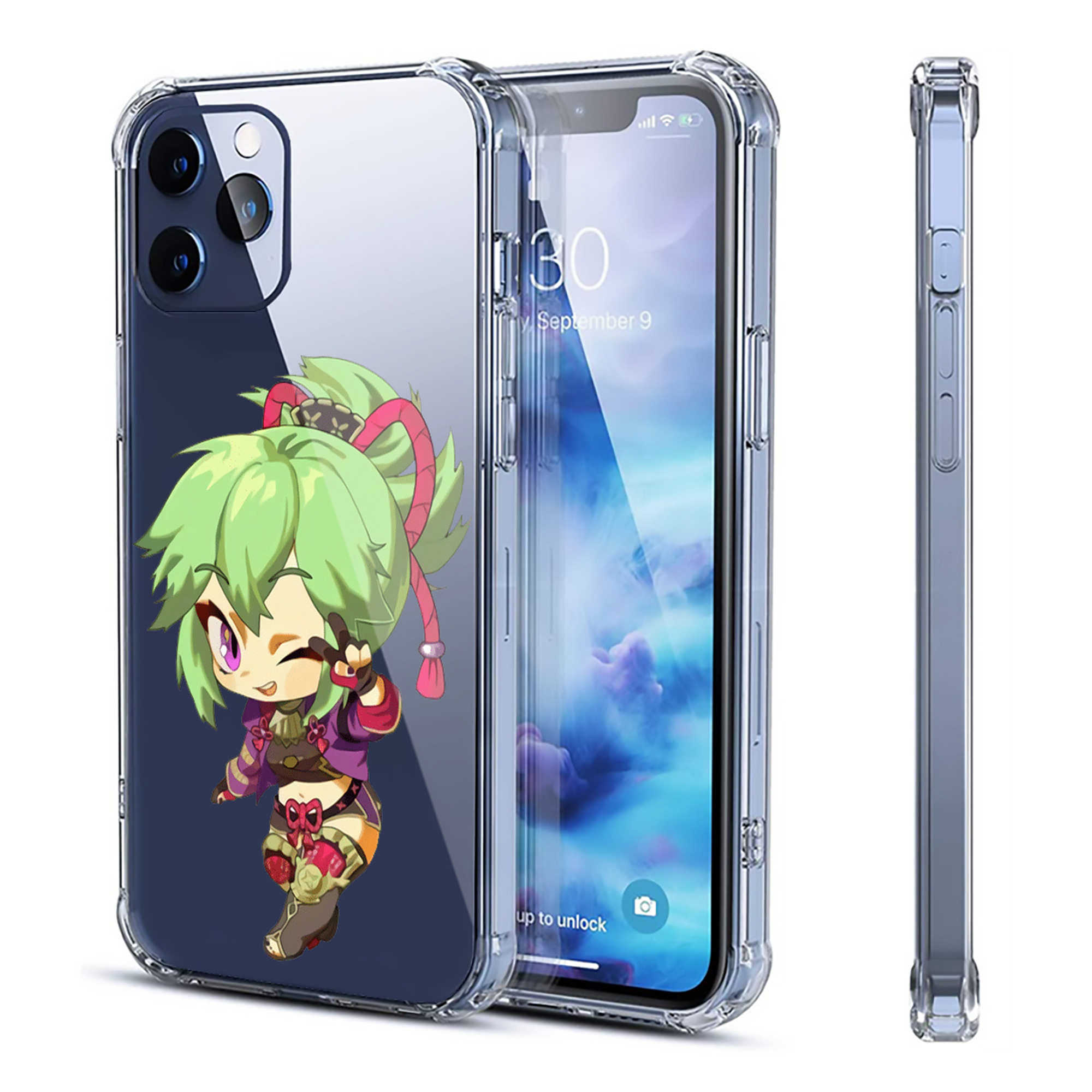 げんし神  久岐忍 くき しのぶ genshin Kuki Shinobu 【iPhone 12シリーズ対応】透明スマホケース（クリアソフトケース）